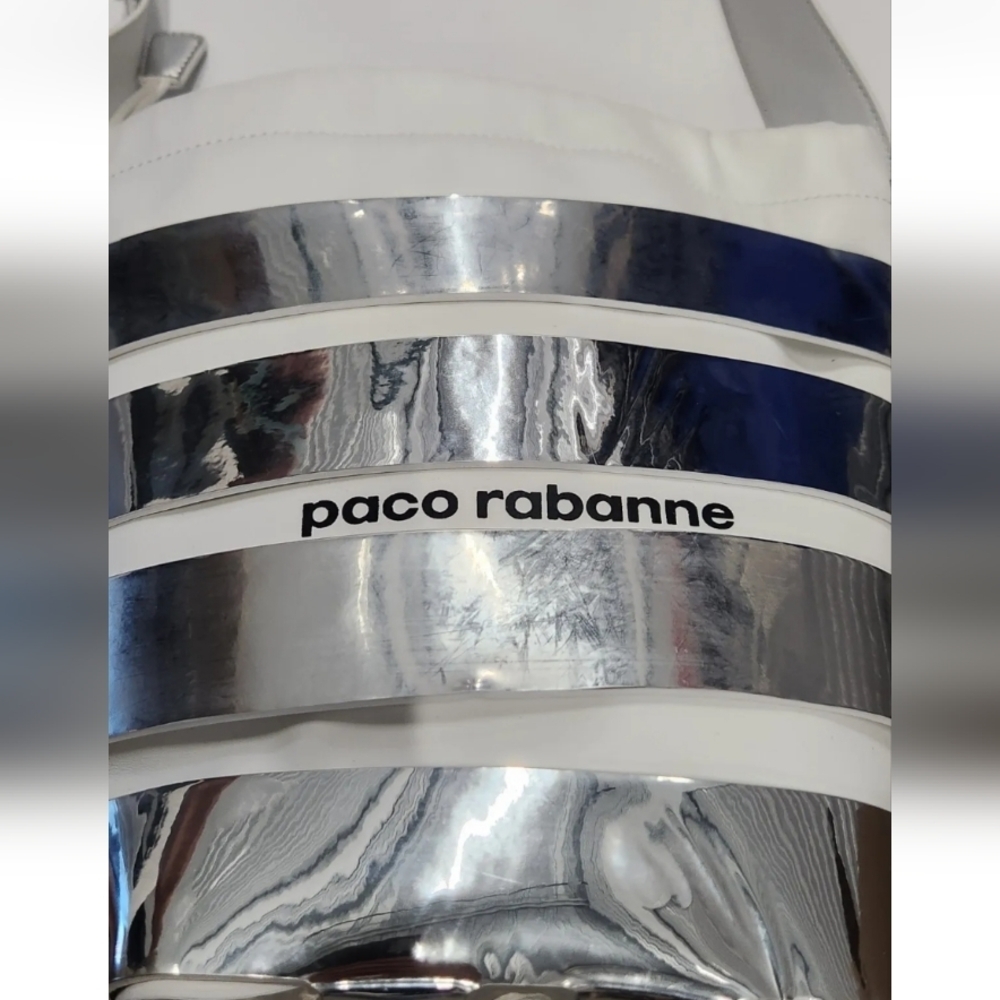 $980 Paco Rabanne Metallic Mirror Cage Faux Leather Large Hobo Bag NWT - Picture 2 of 10